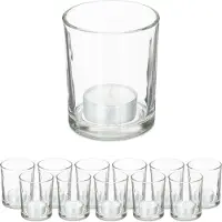 Relaxdays theelichtglazen set van 12 - glas - 8,5 x 7 cm - transparant