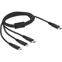 DeLOCK 87149 USB-laadkabel USB 2.0 USB-C stekker, USB-C stekker, USB-micro-B stekker, Apple Lightning stekker 1.00 m Zwart