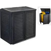 Huismerk Premium Zwarte Dubbele Container Afdekking - 117 x 74 x 100 cm