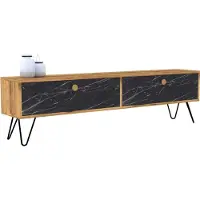 Skye Decor Stijlvol Woody Fashion TV-meubel | 100% Melamine coating | Metalen frame | Atlantic Pine Zwart.