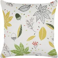 Beliani Decoratieve kussens, Sierkussen bladmotief fluwelen stof crème wit 45 x 45 cm MULLEIN (45 x 45 cm)