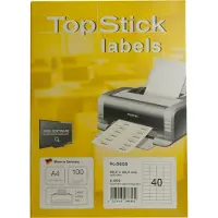 Topstick Universal-Etiketten, 48,5 x 25,4 mm, weiß selbstklebend, permanent haftend