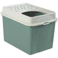 Rotho Berty, kattenbak, met ingang aan de bovenkant, groen, met haak, 572 mm, 393 mm