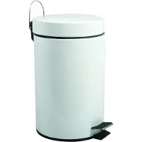 MSV Prullenbak/pedaalemmer - metaal - wit - 12 liter - 25 x 40 cm - Medium-size - Pedaalemmers