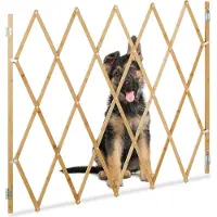 Relaxdays traphekje hond - uitschuifbaar - bamboe - 17-130 cm breed - 87,5-100 cm hoog - harmonica