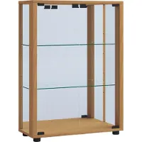 Hioshop Sintalo vitrinekast met spiegel 2 glazen deuren beuken decor.