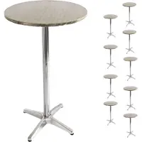 MCW Set van 10 aluminium bartafels, in hoogte verstelbaar 70/110cm Ø=60cm ~ opvouwbaar