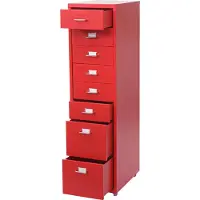 MCW Trolley kast Boston T851, stalen ladekast, 110x28x41cm 8 laden ~ rood