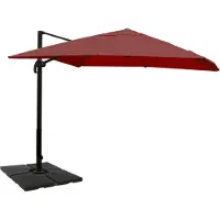 Mendler Zweefparasol -A96, parasol, 3x4m (Ø5m) polyester/aluminium 26kg ~ bordeaux met voet, draaibaar