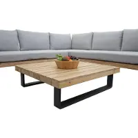 Mendler Tuinset -H54, zitgroep, loungeset, Spun Poly, acaciahout, MVG, aluminium ~ lichtbruin, kussens lichtgrijs