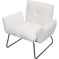MCW Lounge fauteuil -K34, cocktail fauteuil, bouclé stof/textiel MVG-gecertificeerd ~ wit