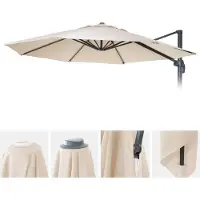 Mendler Parasoldoek -A96, 8 ronde stokken Ø3m 220g/m² polyester, vervangende doek voor bijvoorbeeld de zweefparasol -A96 ~ crème-beige