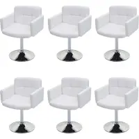 Mendler Set van 6 eetkamerstoelen Orlando, keukenstoel draaistoel, kunstleer chroom MVG-gecertificeerd ~ wit