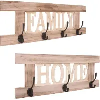MCW 2-delige wandkapstokset -C60 Home+Family kapstokpaneel, shabby look vintage ~ natuurlijk bruin