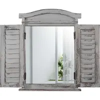 MCW Wandspiegel raam met luiken 53x42x5cm ~ grijs shabby