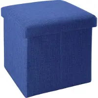 Intirilife opvouwbare kruk zitzak stoel 30 x 30 x 30 cm in zeeblauw - opbergdoos kubus van linnen met deksel ottomaans