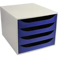 Exacompta ECOBOX ladebox 4 laden middernachtblauw, A4/A4+, open front, stil, veiligheidsstop