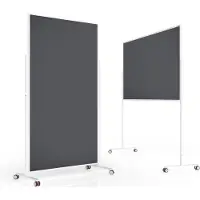 MAGNETOPLAN mobiel presentatiebord VarioPin White, staand/liggend, dubbelzijdig, B 1000 x H 1800 mm, vilt/aluminium, grijs/wit