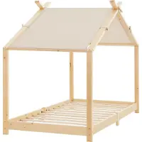 En.casa Kinderbed Brome huisbed 90x200 cm houtkleurig en beige []