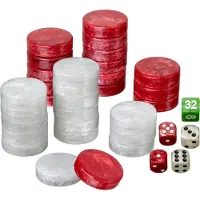 Philos Backgammon speelstukken set Medium 28 mm rood/wit