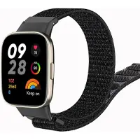 Strap-it Nylon Smartwatch bandje - Geschikt voor Redmi Watch 3 nylon bandje - zwart - Horlogeband / Polsband / Armband