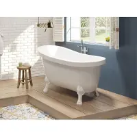 Vente-unique Ovaal losstaand bad - Retro-stijl - 171 L - 145 x 74 x 77 cm - Witte leeuwenpoten - NISOS