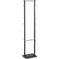 Haku kapstok, 10 knoppen, elk met een draagvermogen van 5 kg, parapluhouder, B 400 x D 300 x H 1750 mm, staal-/metaalbuis met poedercoating, chroom-zwart