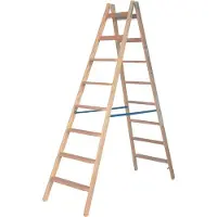 Krause Trapladder , dubbelzijdig, TRBS 2121-2, met emmerhaak, 2 x 8 treden/ringen, hout
