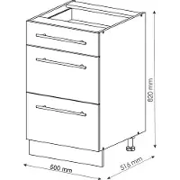 Vicco Keukenonderkast Fame-Line Bordeauxrode hoogglans 50 cm zonder werkblad, Model 35560
