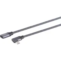 S-Impuls USB-C verlengkabel | haaks (links/rechts) | USB3.2 20 Gbps | PD 100W | 4K 60Hz | aluminium/nylon | 1 meter