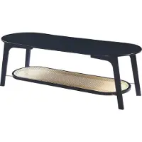 En.casa Salontafel Taivalkoski 120x43x40 cm met plank zwart en rotan look []