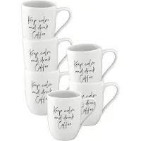 Villeroy & Boch Becher 'Keep calm and drink Coffee' Statement 290 ml Set van 6
