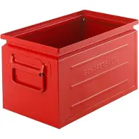 Schäfer Shop stapelbak, inhoud 13,4 l, 80 kg, inklapbare handgrepen, L 379 x B 207 x H 200 mm, plaatstaal, rood RAL 3000