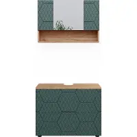 Vicco Irma Badkamermeubel set – 2 delen, basiseenheid 80 cm Groen/gouden eik