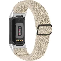 Strap-it Activity tracker bandje - elastisch nylon bandje geschikt voor Fitbit Charge 3 / Fitbit Charge 4 - beige