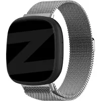 Bandz Milanese loop band geschikt voor Fitbit Versa 3 / Sense - Hoogwaardig gevlochten stalen materiaal smartwatch bandje - Milanees bandje met magneetsluiting - zilver gevlochten stalen bandje