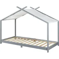 En.casa Kinderbed Brome huisbed 90x200 cm grijs en wit []
