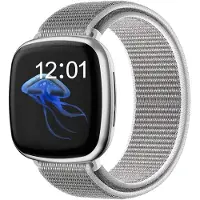 Strap-it nylon smartwatch bandje geschikt voor Fitbit Sense / Versa 3 (Zeeschelp) – ademend, lichtgewicht en verstelbaar – vervangende polsband voor Fitbit smartwatch