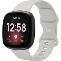 Strap-it Smartwatch bandje - siliconen horlogebandje geschikt voor Fitbit Versa 3 / Fitbit Versa 4 / Fitbit Sense / Fitbit Sense 2 - lichtbeige - Maat: Maat S