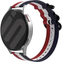 Strap-it Nylon gesp bandje - geschikt voor Garmin Vivoactive 4 45mm / Garmin Venu 2 - rood/wit/blauw