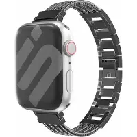 Strap-it Stalen 'armband' bandje - geschikt voor Apple Watch Series 1/2/3/4/5/6/7/8/9/10/11/SE/SE2/SE3 - Uniek staal/metalen bandje voor iWatch maat: 38 / 40 / 41 / 42mm - zwart