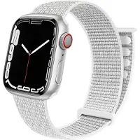 Strap-it Nylon Loop band - Geschikt voor Apple Watch (Series 12/11/10), (Ultra 4/3/2/1), (SE 3/2/1), (Series 9/8/7/6/5/4) - 44/45/46/49mm - Wit - Nylon bandje met klittenband - Stof iWatch bandje