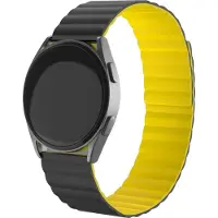 Strap-it Magnetisch siliconen bandje - geschikt voor Fossil Gen 5 / Gen 5e 44mm / Gen 6 44mm - zwart/geel