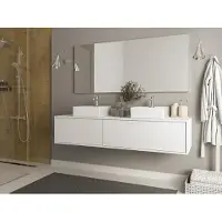 Vente-unique Hangend wastafelmeubel - Wit - 150 cm - ISAURE
