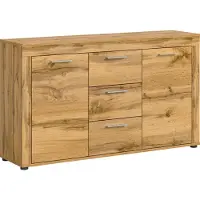 Ebuy24 Dressoir Jam - 125x35x80cm - 2 Deuren & 3 Lades - Wotan Eik