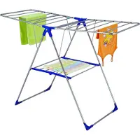 MSV Opvouwbaar Droogrek - Ruimtebesparend Wasrek - Inklapbaar Droogstandaard - 61x96x144cm - RVS - Wit