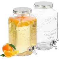 Relaxdays glazen limonadetap - set van 2 - 3,5 l - met kraantje - deksel