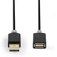 Nedis USB verlengkabel | 2 meter | USB 2.0 (Vertind koper, Verguld)