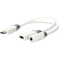 Ginza.se USB-C adapter | USB 2.0 | USB-C stekker USB-C vrouwelijk / 3,5 mm vrouwelijk | 0,10 m | Rond | Verguld | PVC | Wit | Doosje