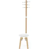 Umbra Pillar Kapstok met Kruk - Wit/Naturel Bruin, Wit